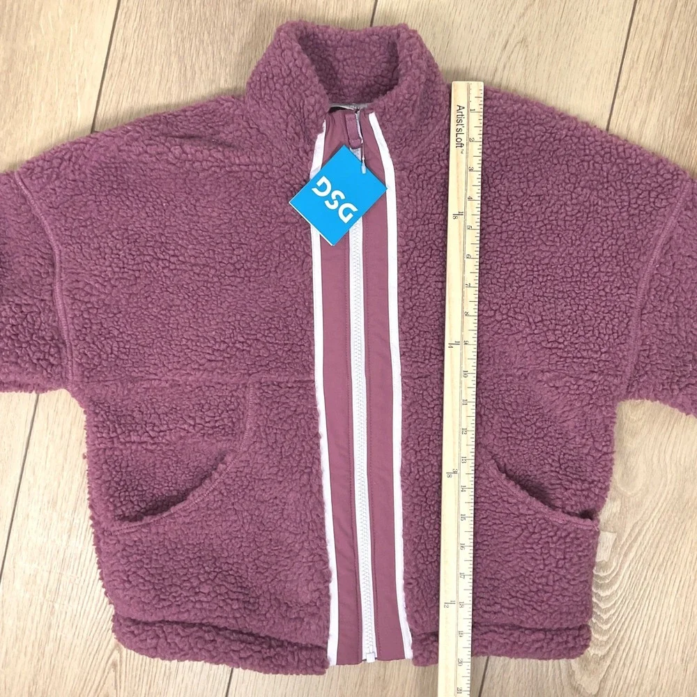 DSG Girls Cozy Fleece Full Zip Jacket Rose Coffee Color‎ Block Size M (10-12)